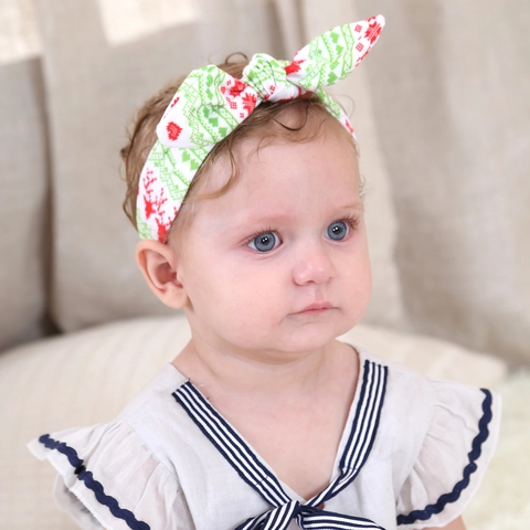Christmas Baby Headband Cotton Blend DIY Knot Hairband Snowflake Reindeer Heart Print Elastic Infant Toddler Hair Accessories