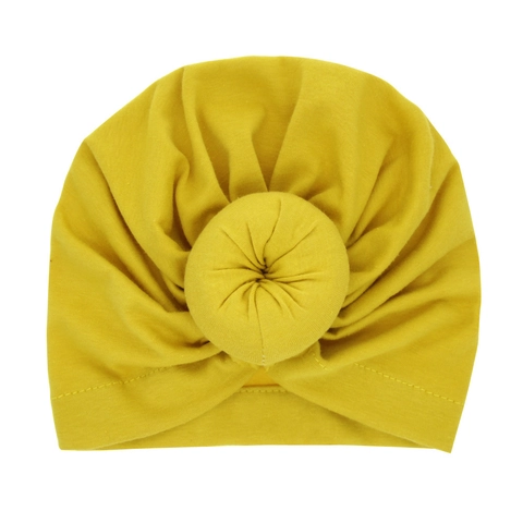 Einfarbig Baby Turban Hut Mit Donut Knoten Weiche Baumwollmischung Neugeborene Kopfbedeckung Für Kleinkinder Mädchen Haarschmuck