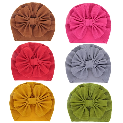 Baby Turban Mütze Mit Großer Schleife Waffelstrick Weiche Elastische Kopfbedeckung Für Neugeborene Kleinkinder Mädchen Beanie