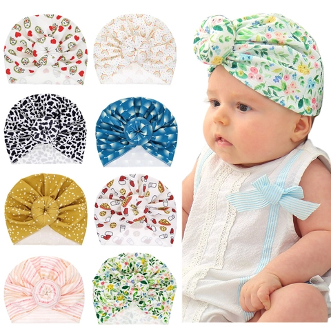 Bonnet Turban Bébé Doux Polyester Nœud Headwrap Nouveau-Né Bambin Beanie Imprimé Léopard Noël Accessoire Photographie