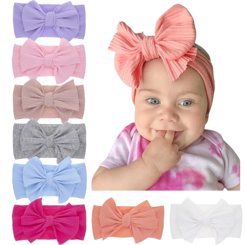 Fascia per Capelli con Fiocco per Neonati Morbida Fascia a Costine in Cotone Fasce Elastiche per Neonati e Bambini Piccoli