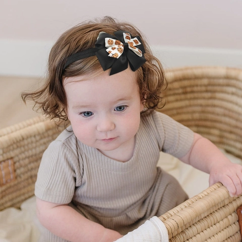 Bandeau à Nœud Halloween pour Enfants Ruban Gros-Grain Double Couche Citrouille Bonbon Maïs Barrette Cheveux Bébé Ornements