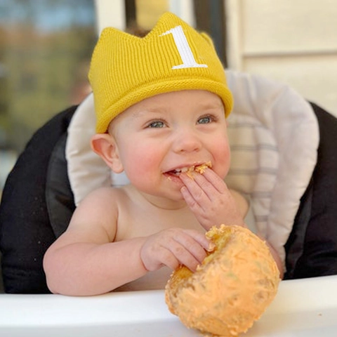 Knitted Baby Birthday Crown Hat Number 1 Design Yellow Soft Yarn Headband For First Birthday Party Photography Props Accessory