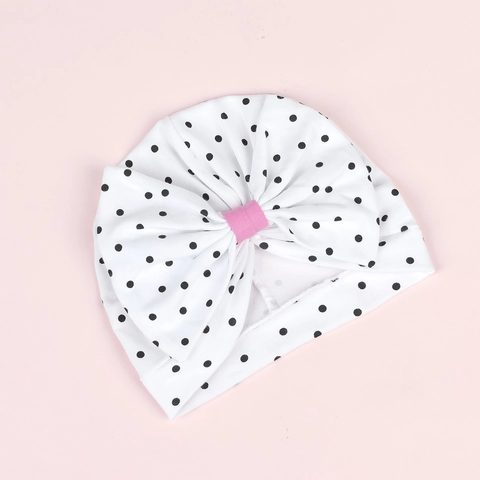 Cute Infant Baby Turban Hat Cotton Printed Floral Polka Dot Beanie Soft Stretchy Headwrap Large Bow Indian Cap Accessories
