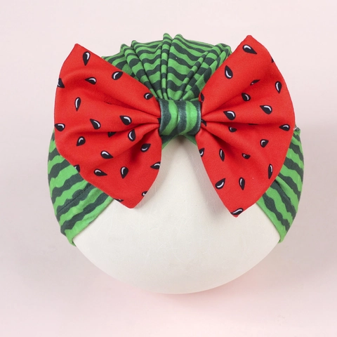 Süßer Baby Turban Hut Im Wassermelonen-Design Weiches Polyester Gerafftes Kopfband Für Neugeborene Kleinkinder Foto-Accessoire