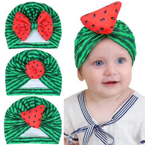 Süßer Baby Turban Hut Im Wassermelonen-Design Weiches Polyester Gerafftes Kopfband Für Neugeborene Kleinkinder Foto-Accessoire