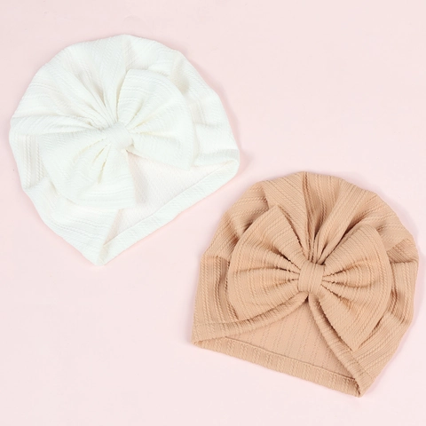 Gorro Turbante para Bebé Con Lazo Grande Gorro de Punto Acanalado para Recién Nacidos Suave Elástico Color Sólido Envoltura para la Cabeza
