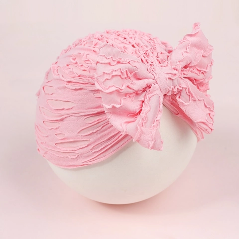 Cappello a Turbante per Neonati Con Fiocco Grande Texture Pieghettata con Volant Fascia per Capelli per Neonata
