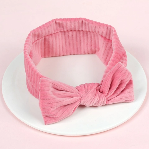 Baby Ribbed Bow Headband Soft Corduroy Elastic Hair Band For Infants Toddlers Cute Solid Color Headwear Accessories