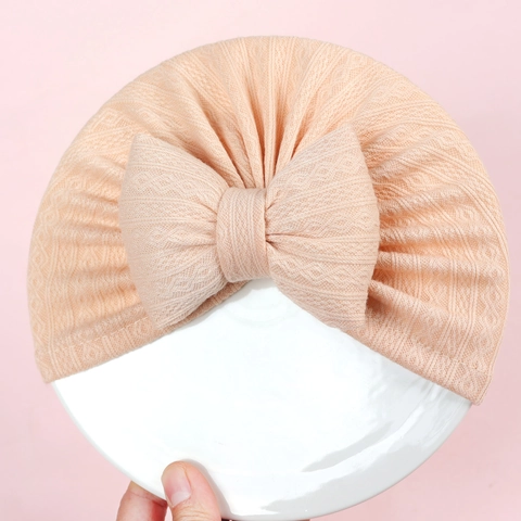 Soft Baby Turban Hat With Large Bow Knitted Infant Headwrap Warm Newborn Hospital Cap Solid Color Headwear For Toddler Kids