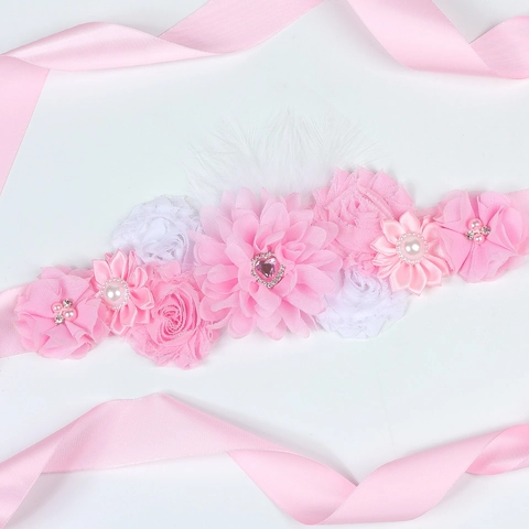 Écharpe de Maternité et Insigne de Corsage en Mousseline Rose pour Baby Shower Mommy To Be Daddy To Be Décoration