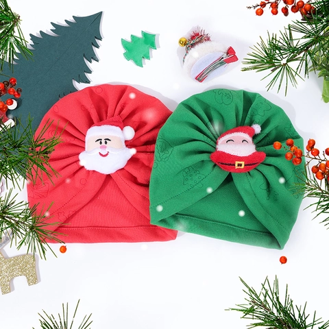 Weihnachten Baby Turban-Hut Mit 3D Weihnachtsmann Und Weihnachtsbaum Cartoon Säugling Turban Für Kleinkinder Warm Polyester Beanie
