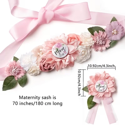 Umstandsschärpe Und Corsagen Set Florale Bandschärpe Mit Mom Dad To Be Abzeichen Für Babyparty Gender Reveal Party Dekorationen