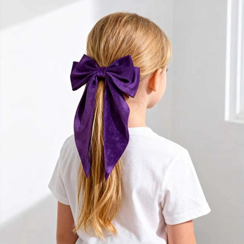 Pinza para el Cabello con Lazo de Terciopelo Grande para Mujer Elegante Color Sólido Lazo Gigante con Cinta Larga