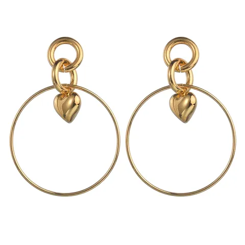 Pendientes de Aro Grande con Colgante de Corazón de Acero Inoxidable para Mujer Pendientes Colgantes Redondos Geométricos Joyería