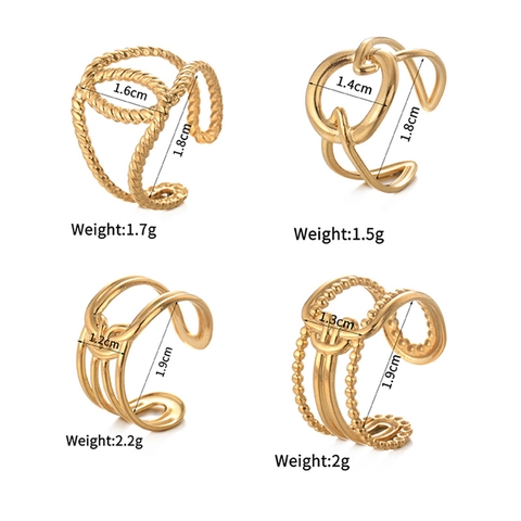 Minimalistische Edelstahl Offene Ringe Vergoldet Geometrische Hohle Linie Verstellbare Fingerring Schmuck Für Damen Party