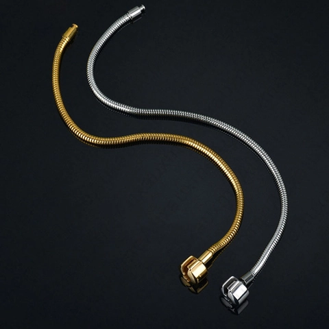 Pulsera Minimalista de Cadena de Hueso de Serpiente de Acero Inoxidable para Mujeres Hombres Pulsera DIY Con Cierre de Barril Oro Plata