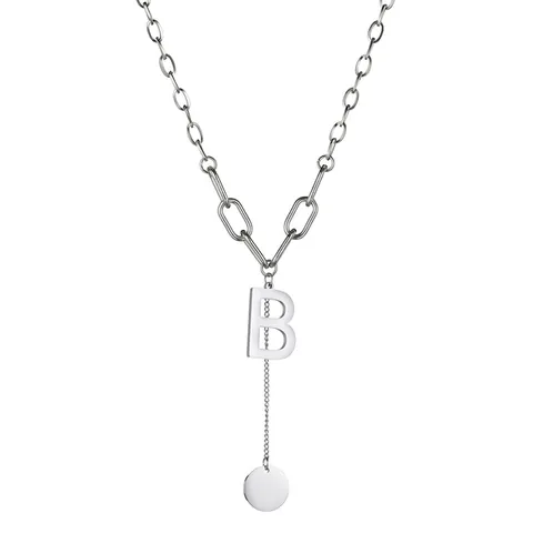 Collana con Pendente a Lettera B in Acciaio Inossidabile Minimalista per Donna Placcata in Oro Argento Gioielli di Moda