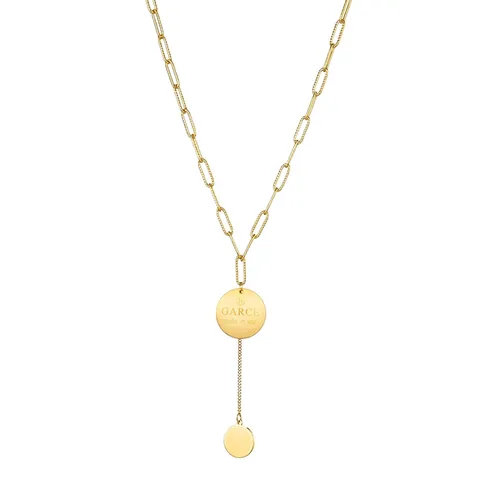 Collana a Y Minimalista in Acciaio Inossidabile Con Doppio Pendente Rotondo Catena a Graffetta e Nappa per Donna Gioielli