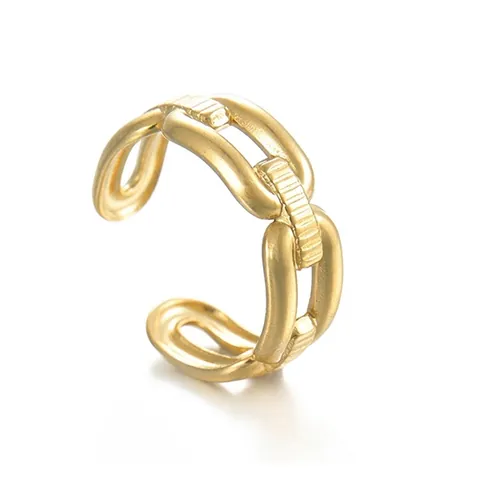 Vintage Titanstahl Gliederkette Ring Für Damen Herren Vergoldet Edelstahl Offen Verstellbar Hohl Band Ring Schmuck