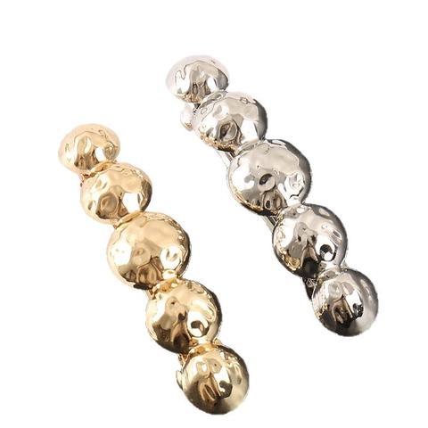 Minimalist Alloy Hammered Ball Hair Clip For Women Vintage Metallic Gold Silver Electroplated Spring Clip Hair Accessories