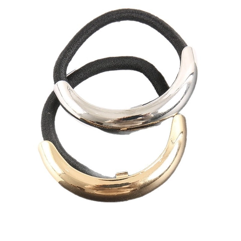 Minimalistisches Haargummi Mit Metallbogen Hochelastisches Gummiband Gold Silber Pferdeschwanz Halter Damen Vintage Schmuck