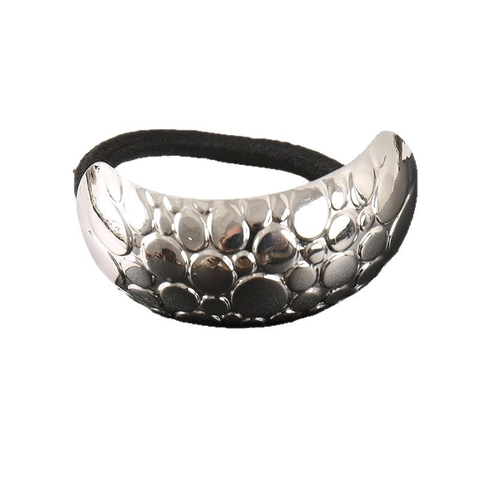 Elastico per Capelli Donna Minimalista Metallo Texture Irregolare Vintage Design Martellato Oro Argento Corda per Capelli