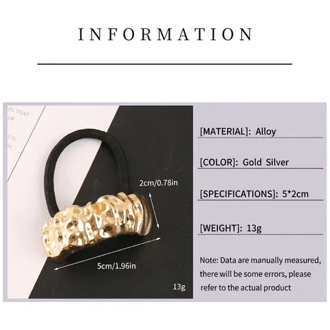 Minimalistische Legierung Geometrische Kreis Haargummi Für Damen Ins Stil Metall Struktur Elastische Scrunchie Haarschmuck
