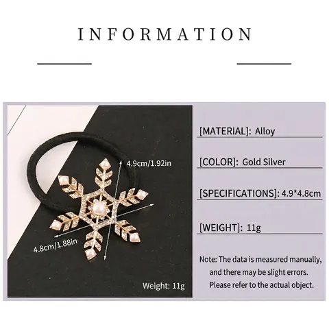 Scrunchies a Fiocco di Neve in Lega Vintage Con Perla Artificiale Strass Elastico per Capelli ad Alta Elasticità Accessori Capelli Natale Donna Gioielli