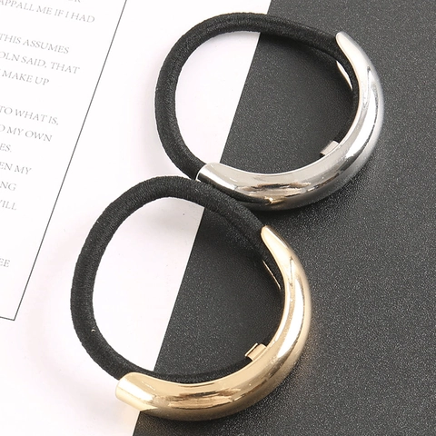 Minimalistisches Haargummi Mit Metallbogen Hochelastisches Gummiband Gold Silber Pferdeschwanz Halter Damen Vintage Schmuck