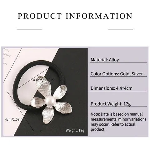 Elegante Elastico per Capelli con Fiore in Lega e Perla Artificiale Minimalista Fascia per Capelli per Donna Oro Argento Gioielli
