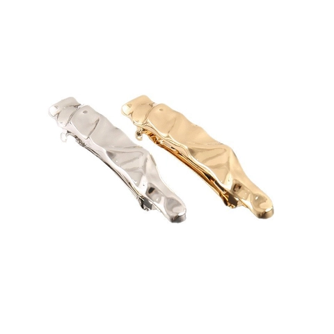 Minimalistische Legierung Flüssigmetall Unregelmäßige Wellen Haarspange Für Damen Geometrische Gold Silber Galvanisierte Federclip Haarschmuck