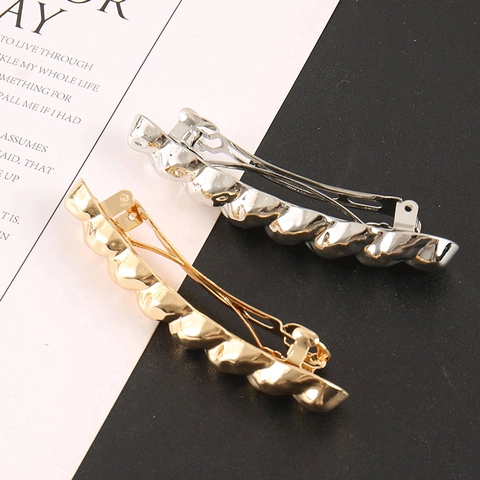 Vintage Gedrehte Metall Haarklammer Minimalistisch Croissant Spirale Legierung Galvanisiert Gold Silber Haarnadel Damen