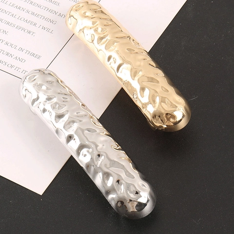 Fermaglio per Capelli Minimalista in Lega Martellata Donna Texture Metallico Lava Geometrico Oro Argento Moda Forcina