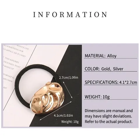 Minimalist Legierung Metall Unregelmäßige Geometrische Haargummi Damen Hochelastisch Gold Silber Ponytail Halter Schmuck
