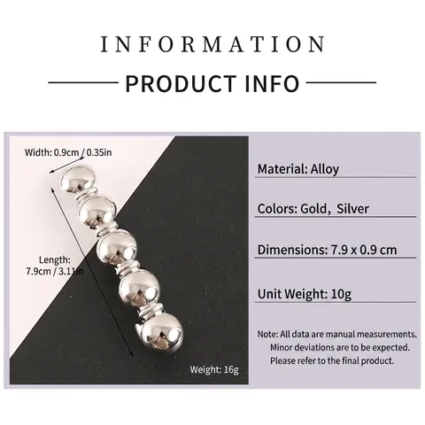 Minimalist Alloy Metal Round Bead Hair Clip For Women High Polish Geometric Spring Side Clip Elegant Gold Silver Hair Jewelry