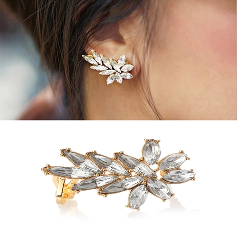 Mode Legierung Marquise Kristall Blatt Ohrstecker Mit Titan Stift Gold Silber Strass Ohrringe Für Damen Schmuck