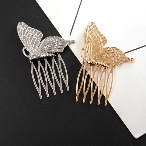 Hohl Schmetterling Legierung Haarkamm Gold Silber Galvanisiert Metall Einsteckkamm Für Hochzeit Party Damen Schmuck
