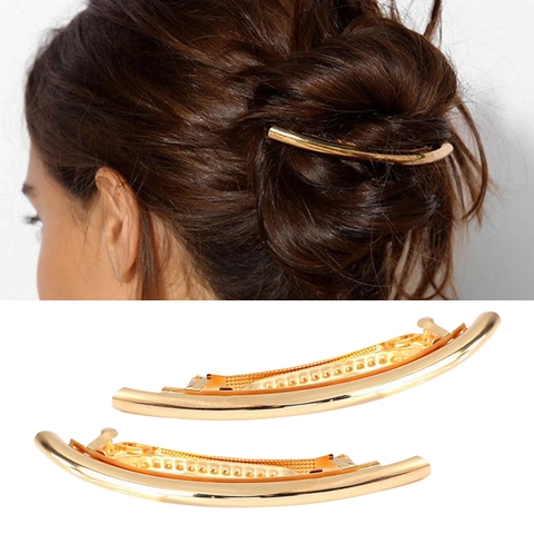 Minimalist Metal Curved Hair Clip Geometric Alloy Spring Barrette Fashion Hair Accessories For Women Daily Styling Tool