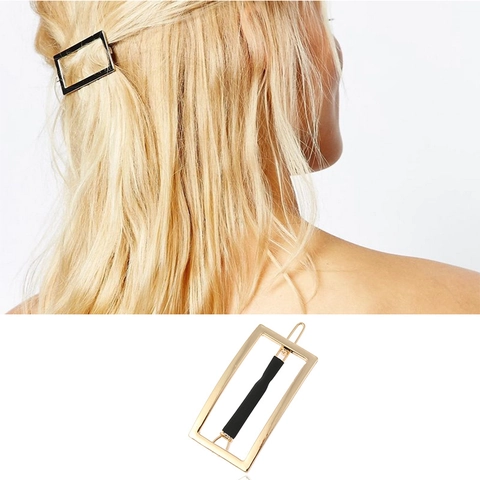 Fermaglio per Capelli in Lega Rettangolare Geometrico Molletta in Metallo Minimalista per Donna Ragazze Moda Oro Argento