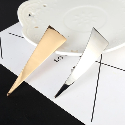 Minimalist Alloy Geometric Triangle Hair Clip For Women Gold Silver Electroplated Metal Duckbill Spring Side Clip Hair Accessories