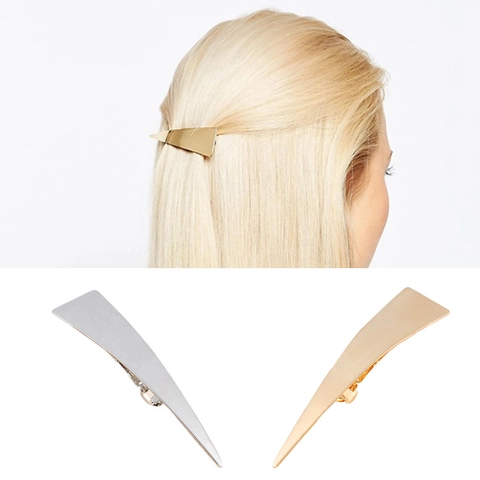 Minimalist Alloy Geometric Triangle Hair Clip For Women Gold Silver Electroplated Metal Duckbill Spring Side Clip Hair Accessories
