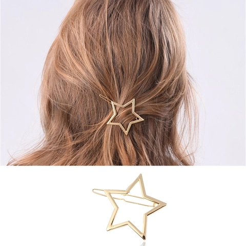 Minimalistische Legierung Hohle Stern Haarklammer Geometrisch Metall Gold Silber Seitenhaarnadel Accessoires Für Damen Mode Kopfbedeckung Geschenk