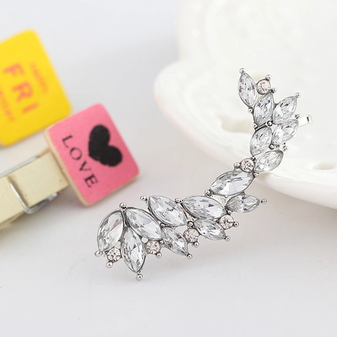 Marquise Kristall Blatt Ohrkletterer Ohrringe Legierung Strass Rebe Ohrmanschette Schmuck Gold Silber Plattiert Mode Statement