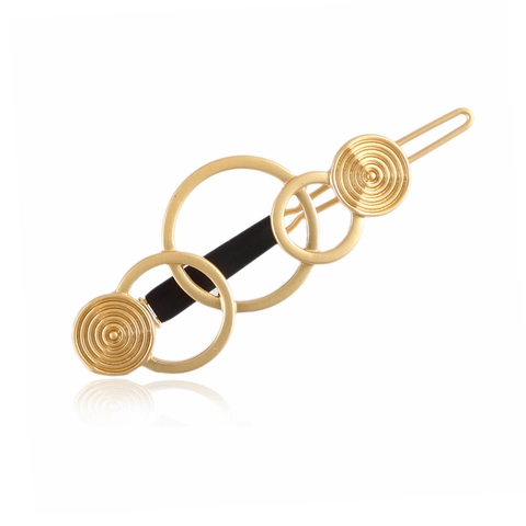 Modern Geometric Interlocking Circular Alloy Hair Clip Minimalist Spiral Textured Gold Silver Plated Side Clip For Women Jewelry