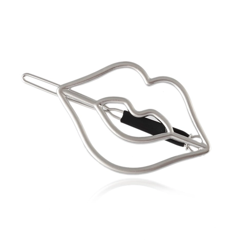 Hollow Out Lip Vorm Legering Metalen Haarklem Mode Goud Zilver Matte Afwerking Zijspeld Voor Vrouwen Dagelijks Accessoire