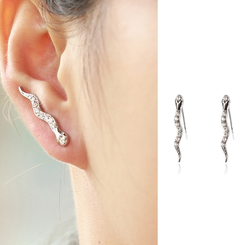 Schlangenform Ohrklemmen Legierung Strass Crawler Ohrringe Mode Pave Schmuck Für Damen Piercing Zubehör Geschenk