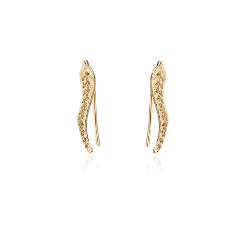 Europäische Mode Legierung Strass Blatt Ear Climber Ohrringe Zarte Natur Inspirierte Foliage Ear Crawlers Schmuck Für Damen