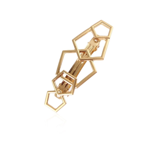 Minimalistische Unregelmäßige Fünfeck Geometrische Ausgehöhlte Legierung Haarklammer Für Damen Gold Silber Haarnadel Schmuck