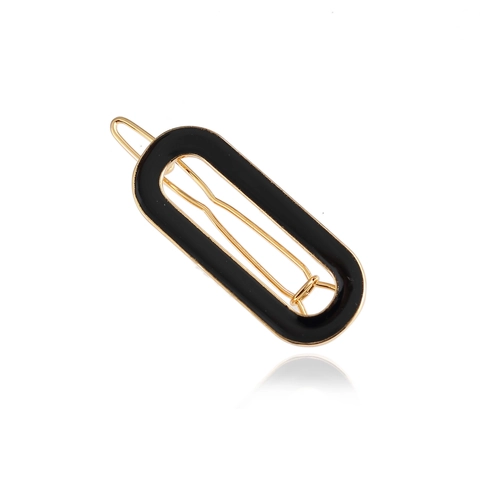 Geometric Oval Alloy Hair Clip For Women Electroplated Enamel Paint Gold Silver Pink Black White Hair Accessories Wedding Party